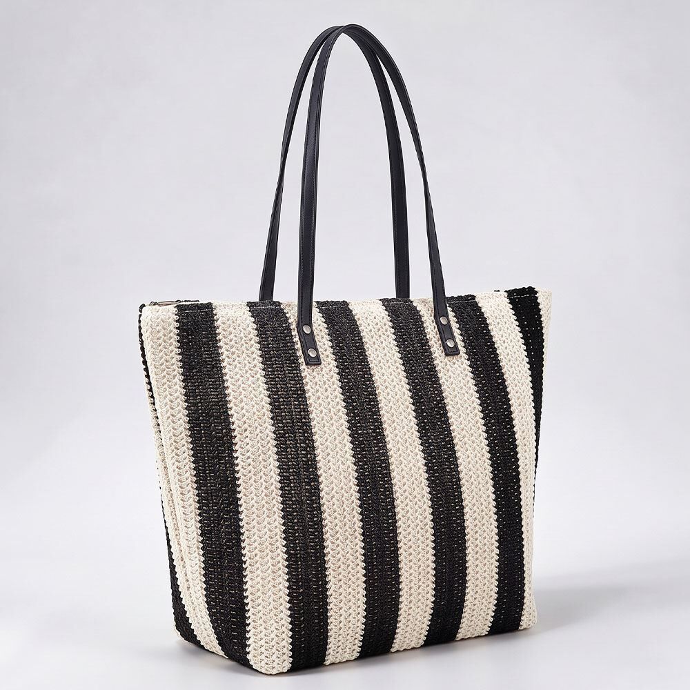 Bolsa de Praia Tote Bag Listrada Alice Palucci - Preto