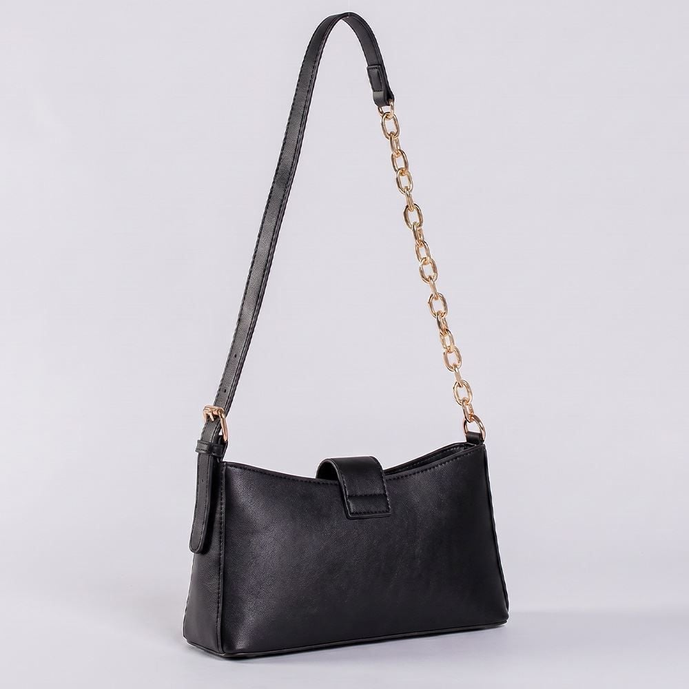 Bolsa Feminina Baguete Alça Corrente Patricia Foster - Preto