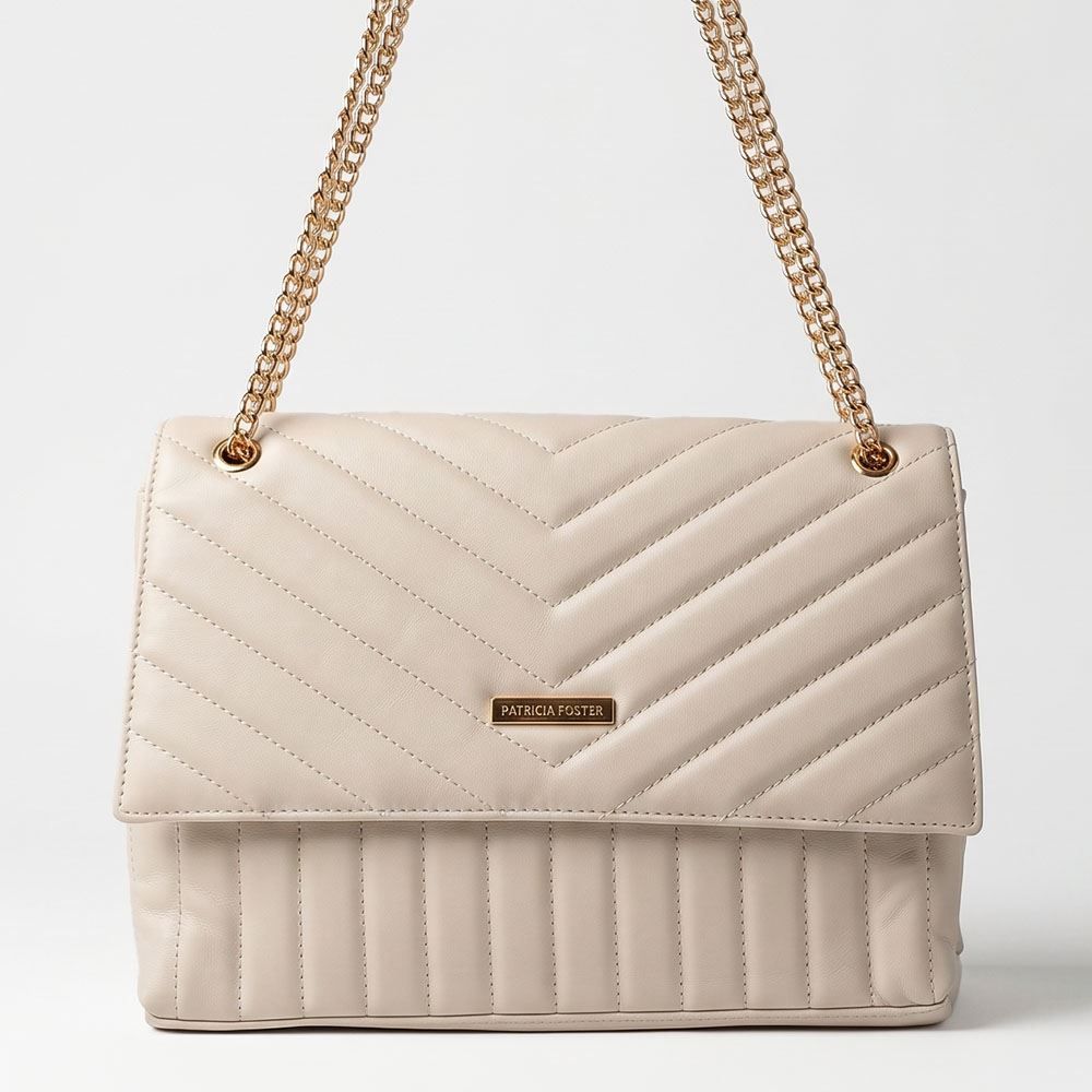Bolsa Feminina Transversal Alça de Corrente Patricia Foster - OFF WHITE U