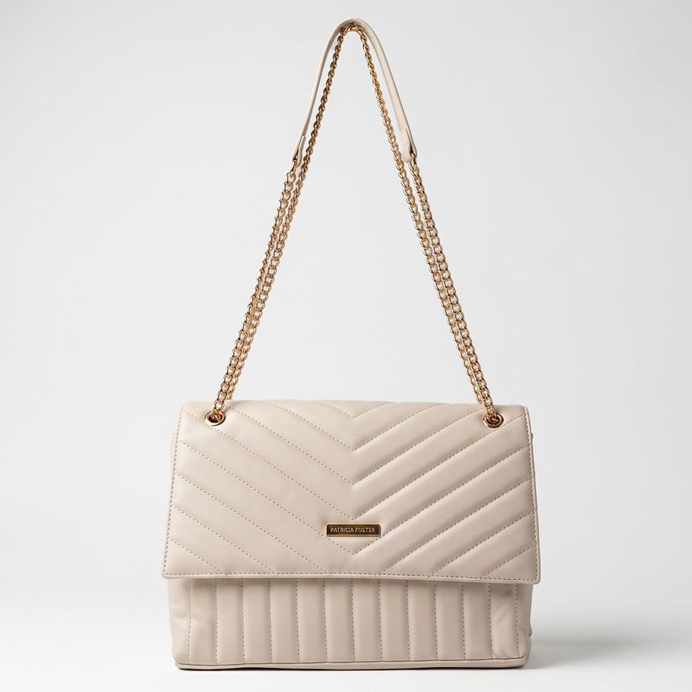 Bolsa Feminina Transversal Alça de Corrente Patricia Foster - OFF WHITE U
