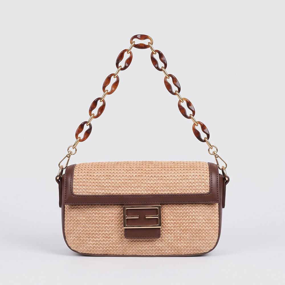 Bolsa Feminina Tiracolo Patricia Foster - NATURAL E CHOCOLATE U