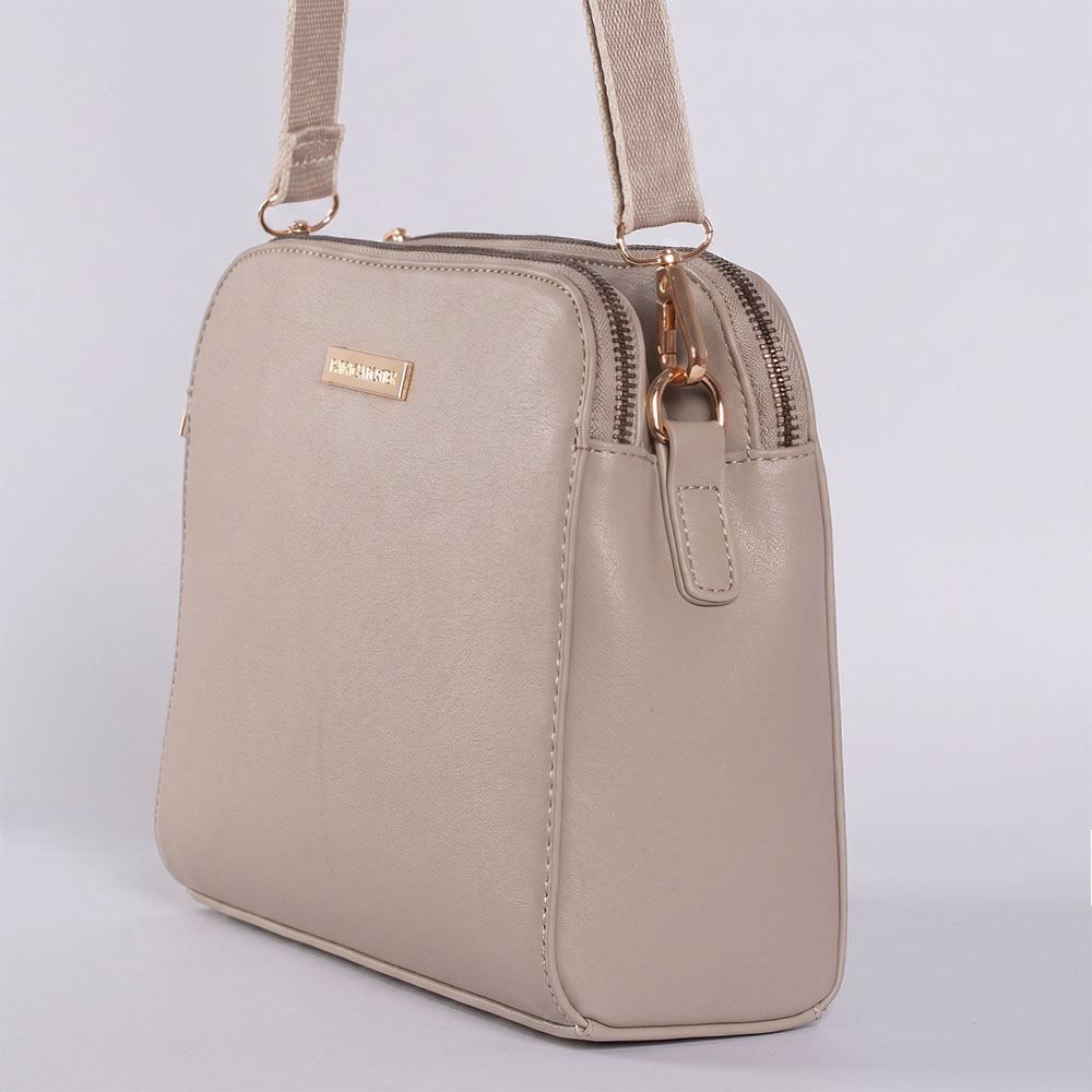 Bolsa Feminina Transversal Alça de Tecido Patricia Foster - CINZA CHOCOLATE U