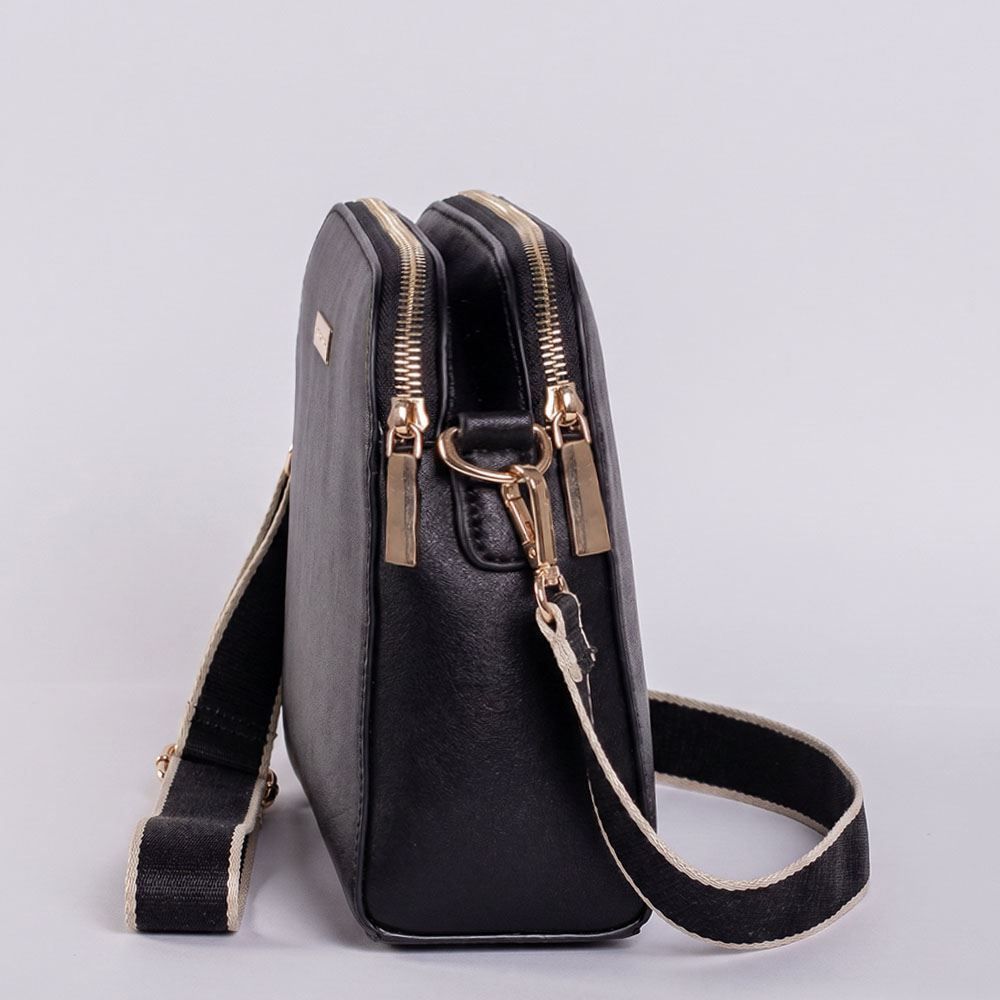 Bolsa Feminina Transversal Alça de Tecido Patricia Foster - PRETO U