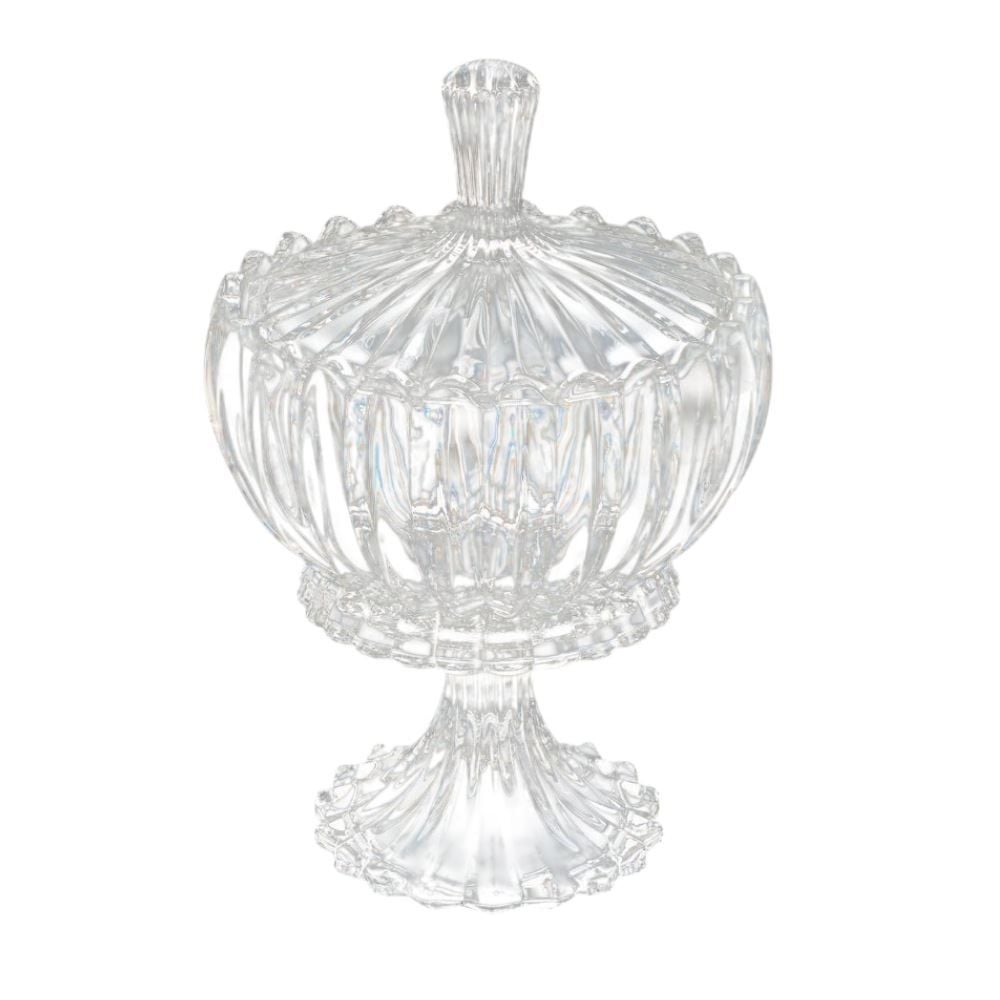 Bomboniere com Pé Cristal Geneva Wolff 25Cm - Transparente