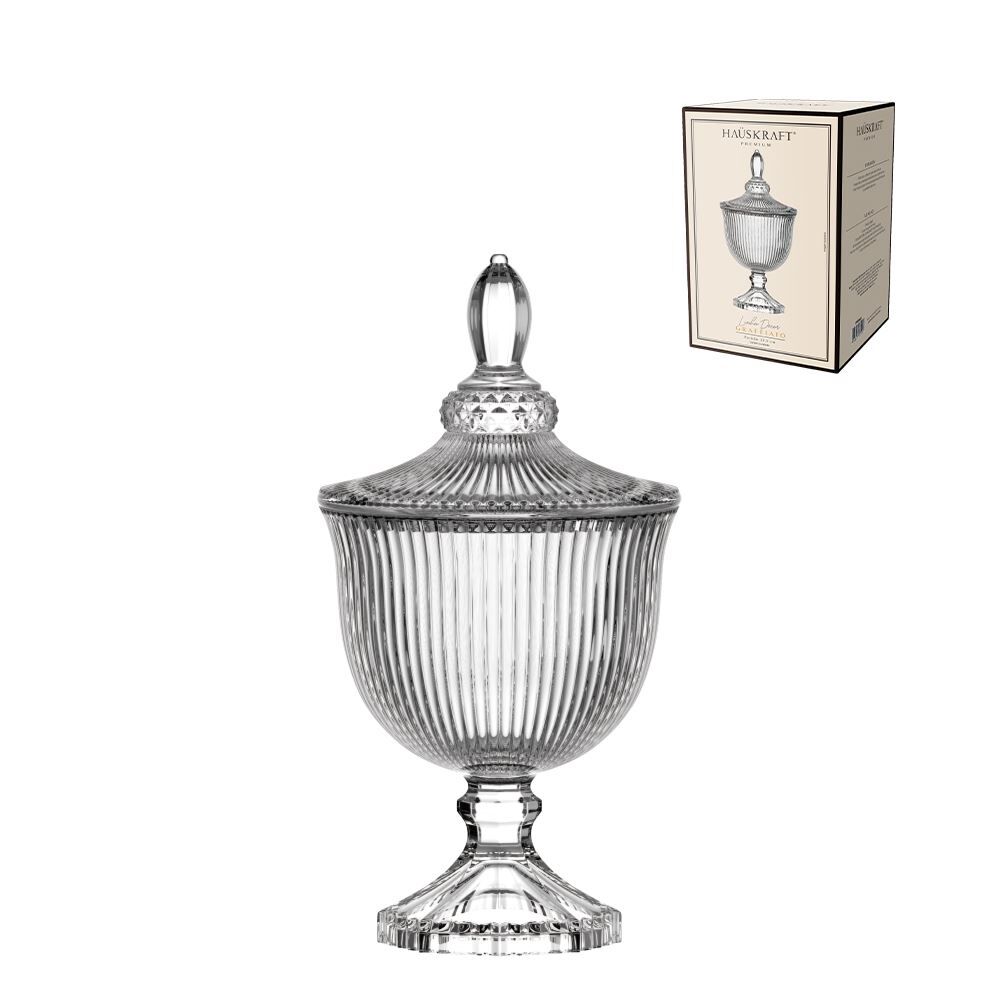 Bomboniere Decorativo de Vidro Graffiato 27,5Cm Hauskraft Premium