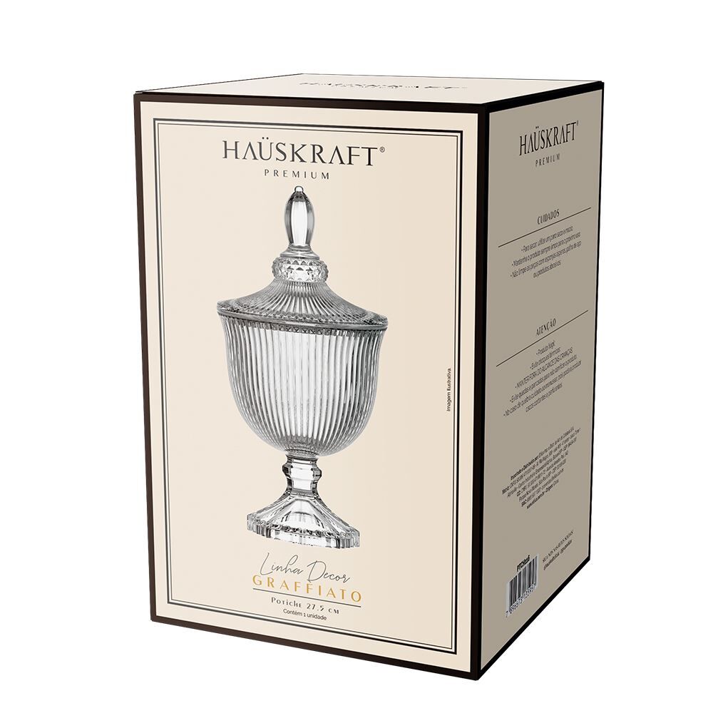 Bomboniere Decorativo de Vidro Graffiato 27,5Cm Hauskraft Premium
