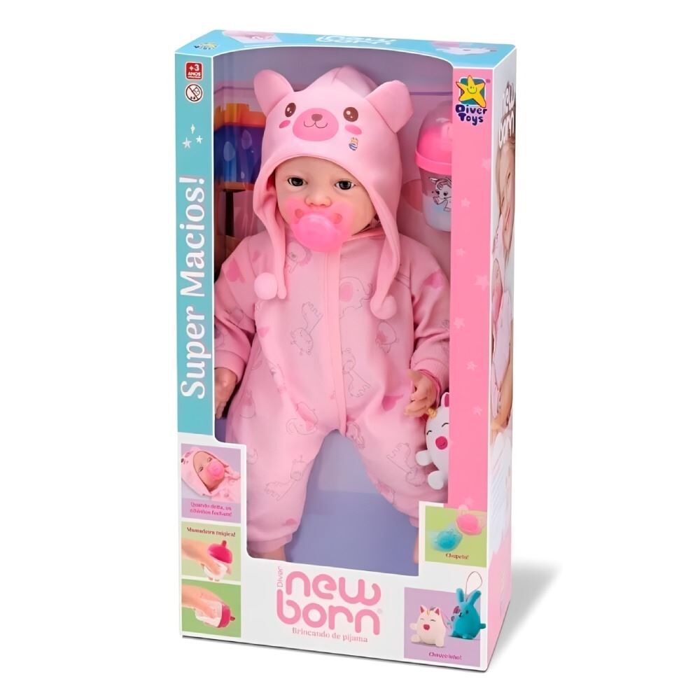 Boneca Brincando de Pijama Menina New Born Divertoys - 8191