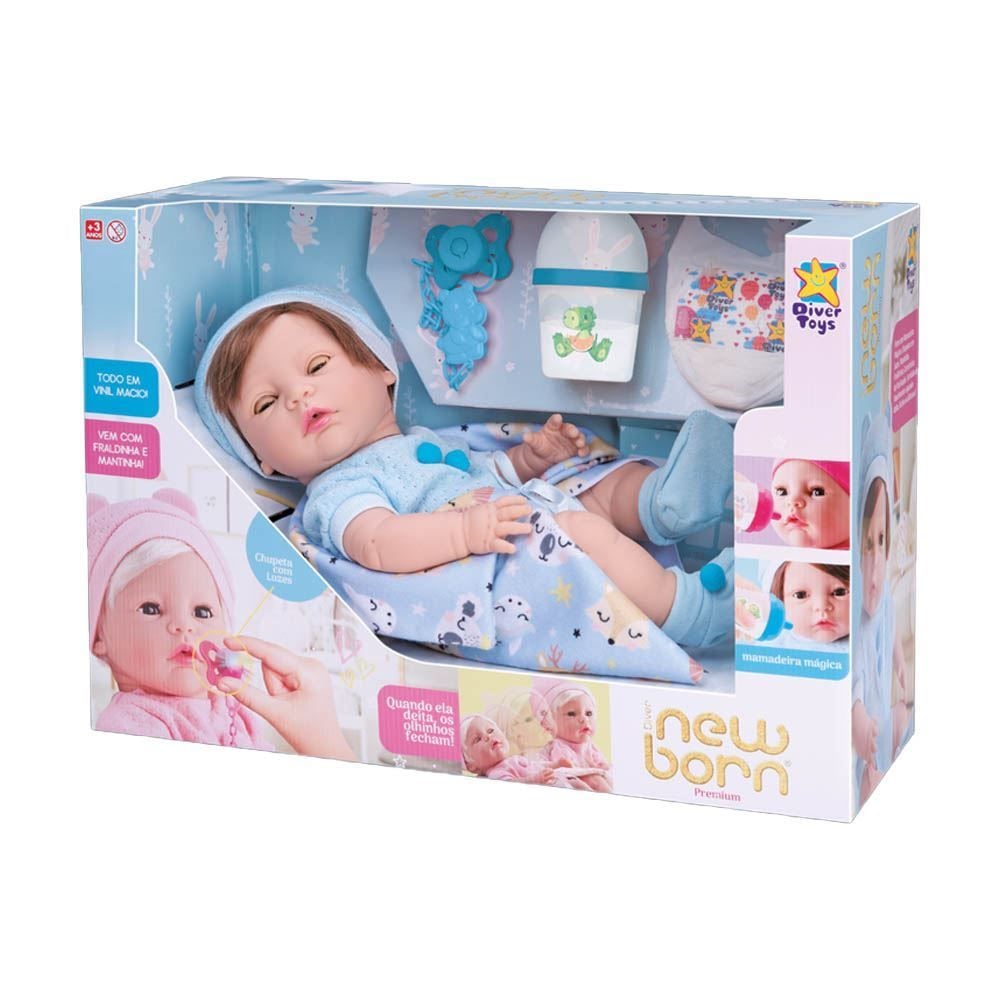 Boneco Diver New Born Premium Menino Divertoys - 8154
