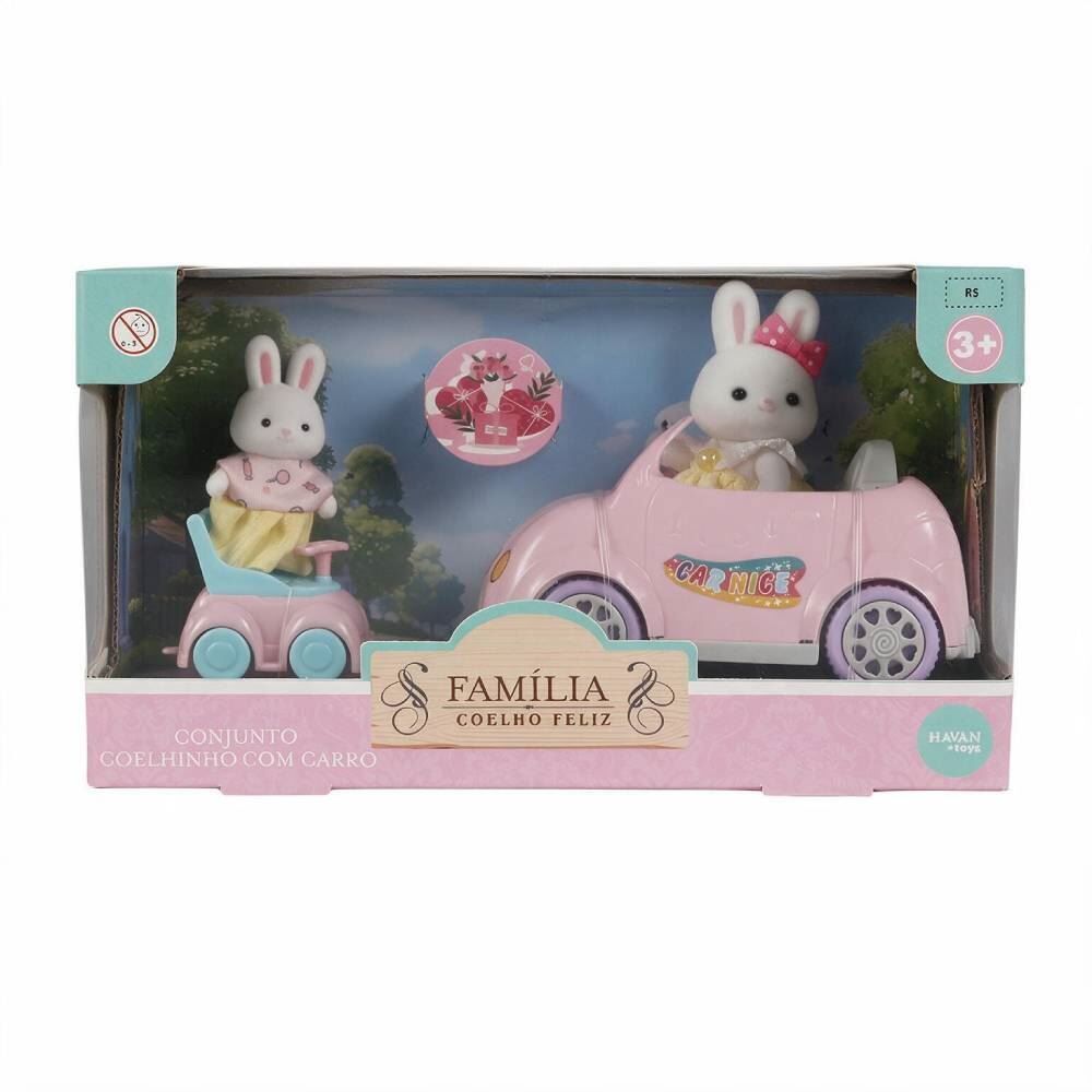 Conjunto Familia Coelho com Carro Havan Toys
