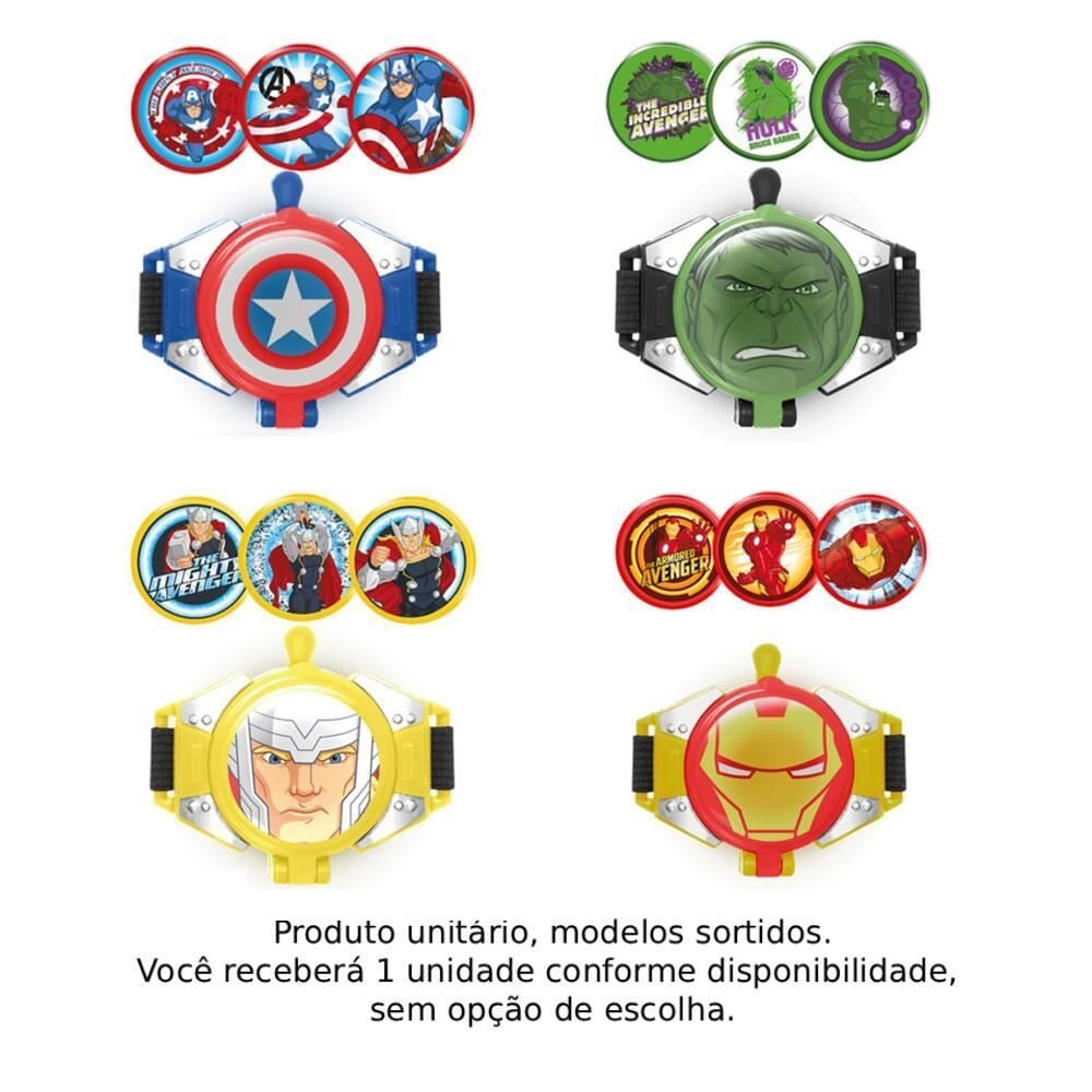 Brinquedo Lança Disco de Pulso Avengers 4 Peças Etitoys - Sortido