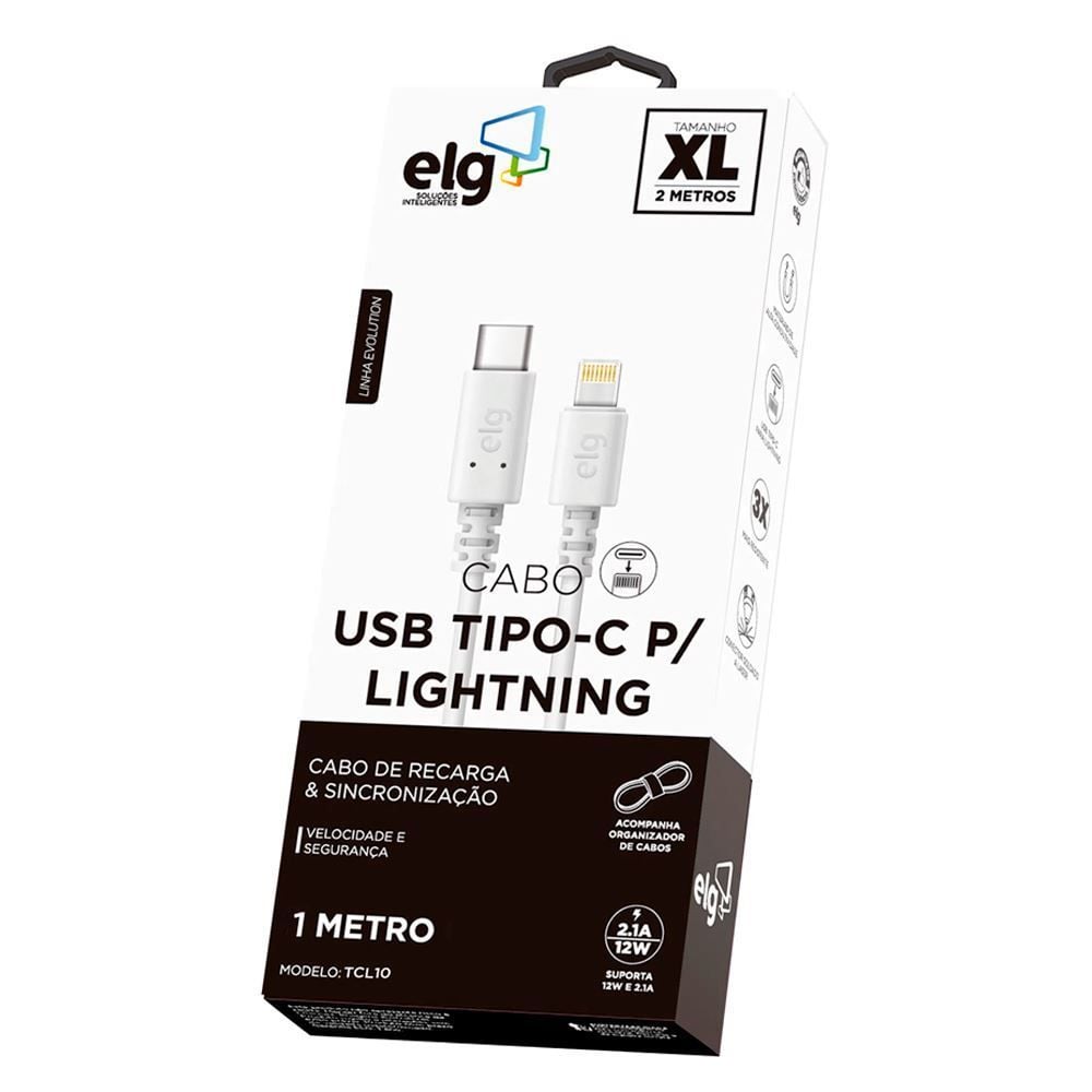 Cabo Lightning Usb Tipo-C 1 Metro Elg Tcl10 - Branco
