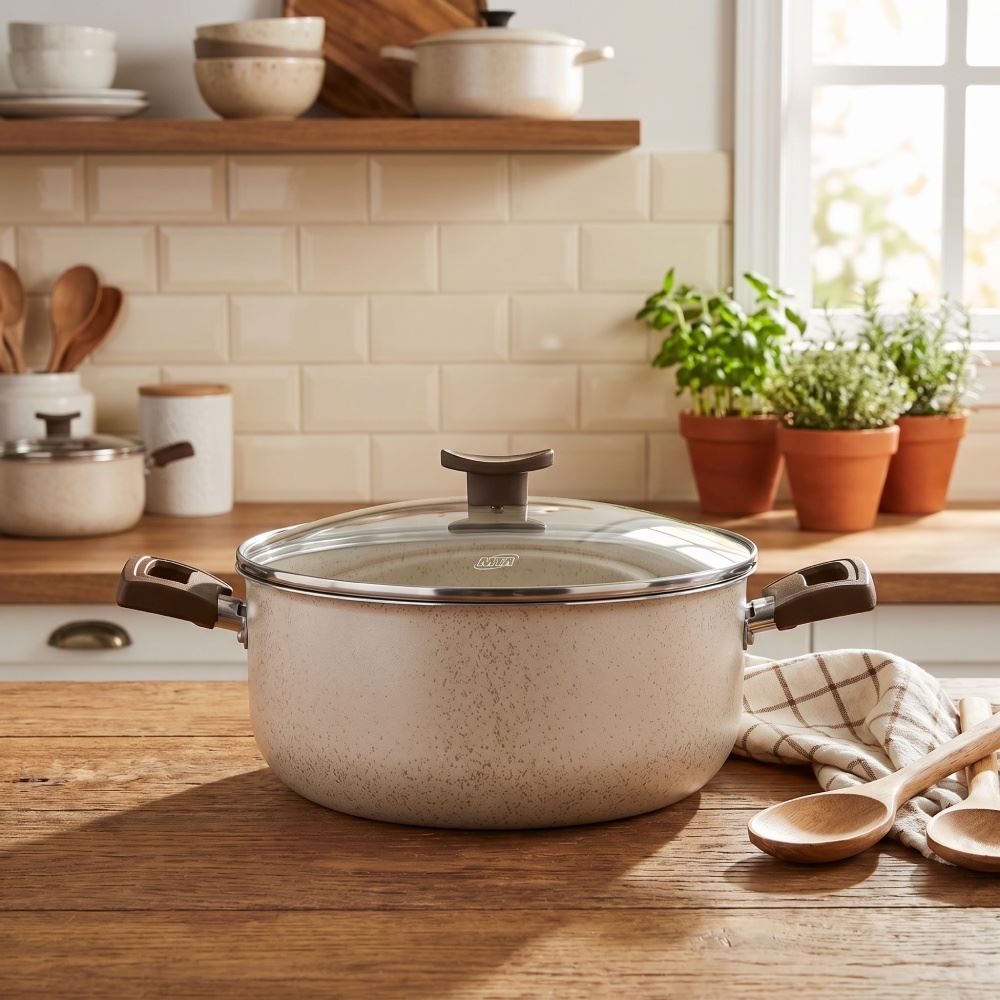 Caçarola Aluminio Antiaderente Aura 22Cm Mta - Baunilha