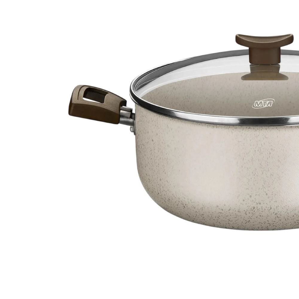 Caçarola Aluminio Antiaderente Aura 22Cm Mta - Baunilha