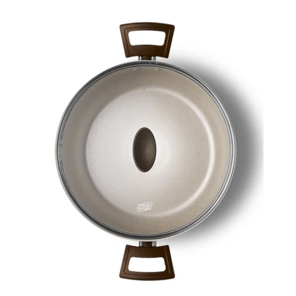 Caçarola com Tampa de Vidro Aura 18Cm - Baunilha