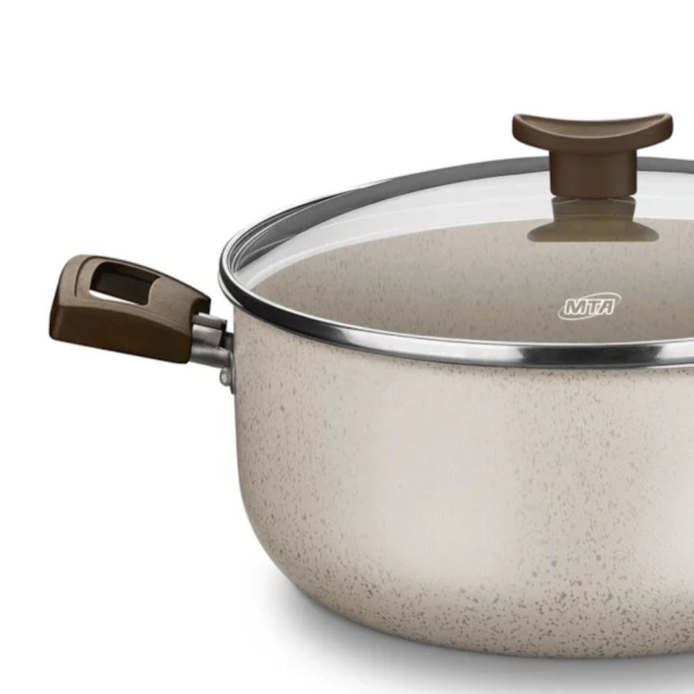 Caçarola com Tampa de Vidro Aura 18Cm - Baunilha