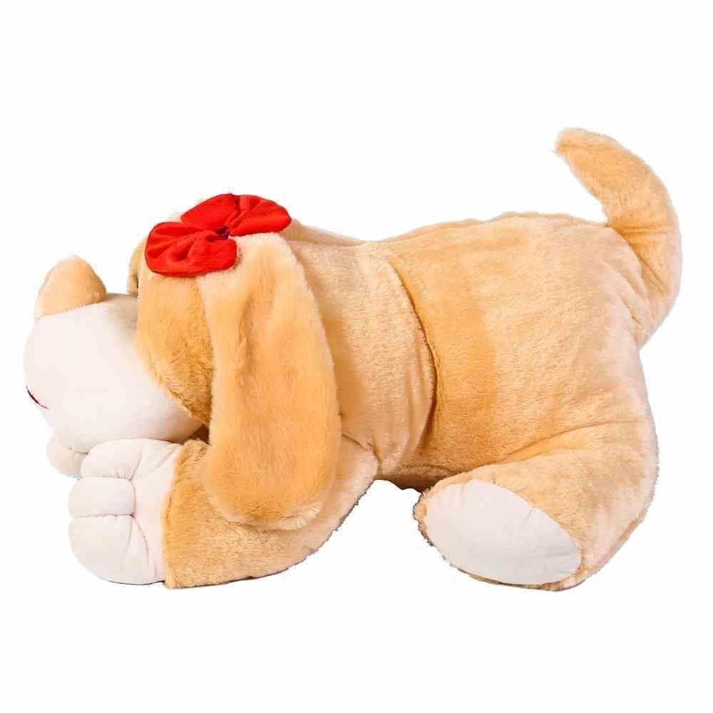 Cachorro De Pelucia Dorminhoco Bichinhos Carinho - Branco e Marrom
