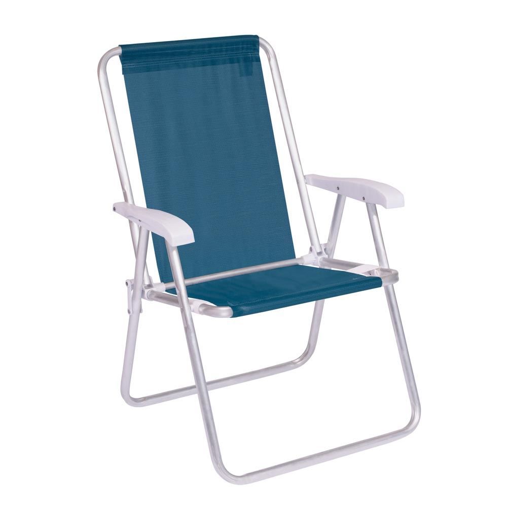 Cadeira De Praia Alta Conforto Alumínio Mor - Azul