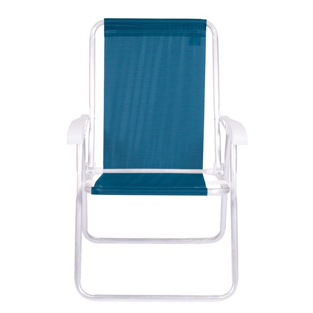 Cadeira De Praia Alta Conforto Alumínio Mor - Azul
