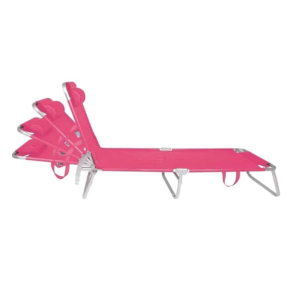 Cadeira De Praia Espreguiçadeira Alumínio Mor - Rosa