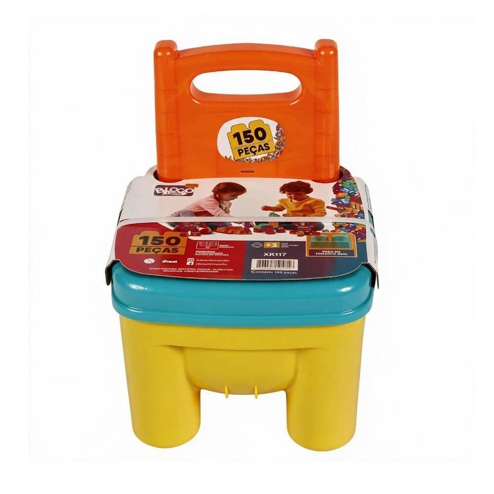 Cadeira Infantil Brinkadeira Click com 150 Blocos de Montar Dismat