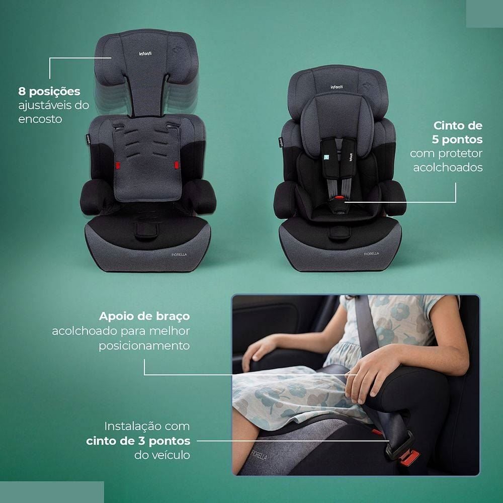 Cadeira para Carro 9 a 36Kg 2 em 1 Fiorella Infanti - Grafite