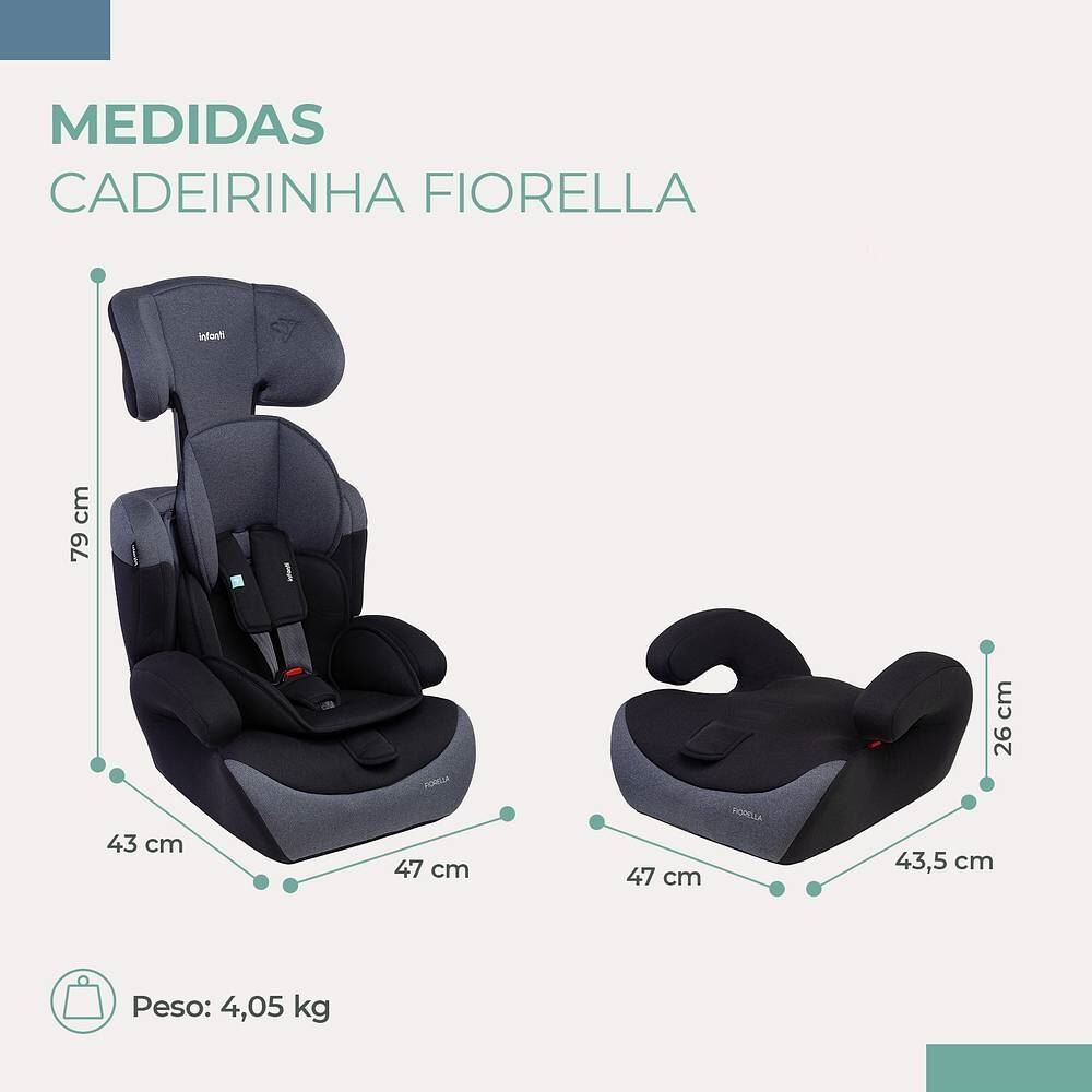 Cadeira para Carro 9 a 36Kg 2 em 1 Fiorella Infanti - Grafite