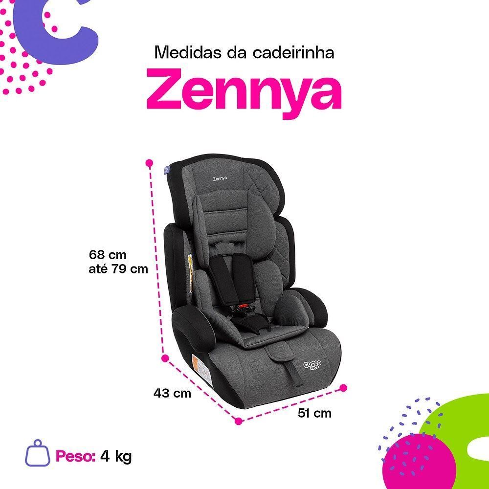Cadeira para Carro 9 a 36Kg Zennya 2 em 1 Cosco Kids - Cinza Mescla