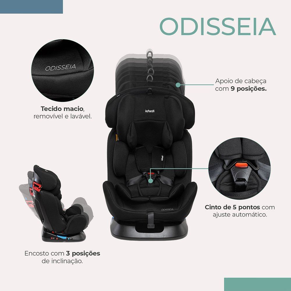 Cadeirinha para Carro 0 a 36Kg Odisseia Infanti - Preto