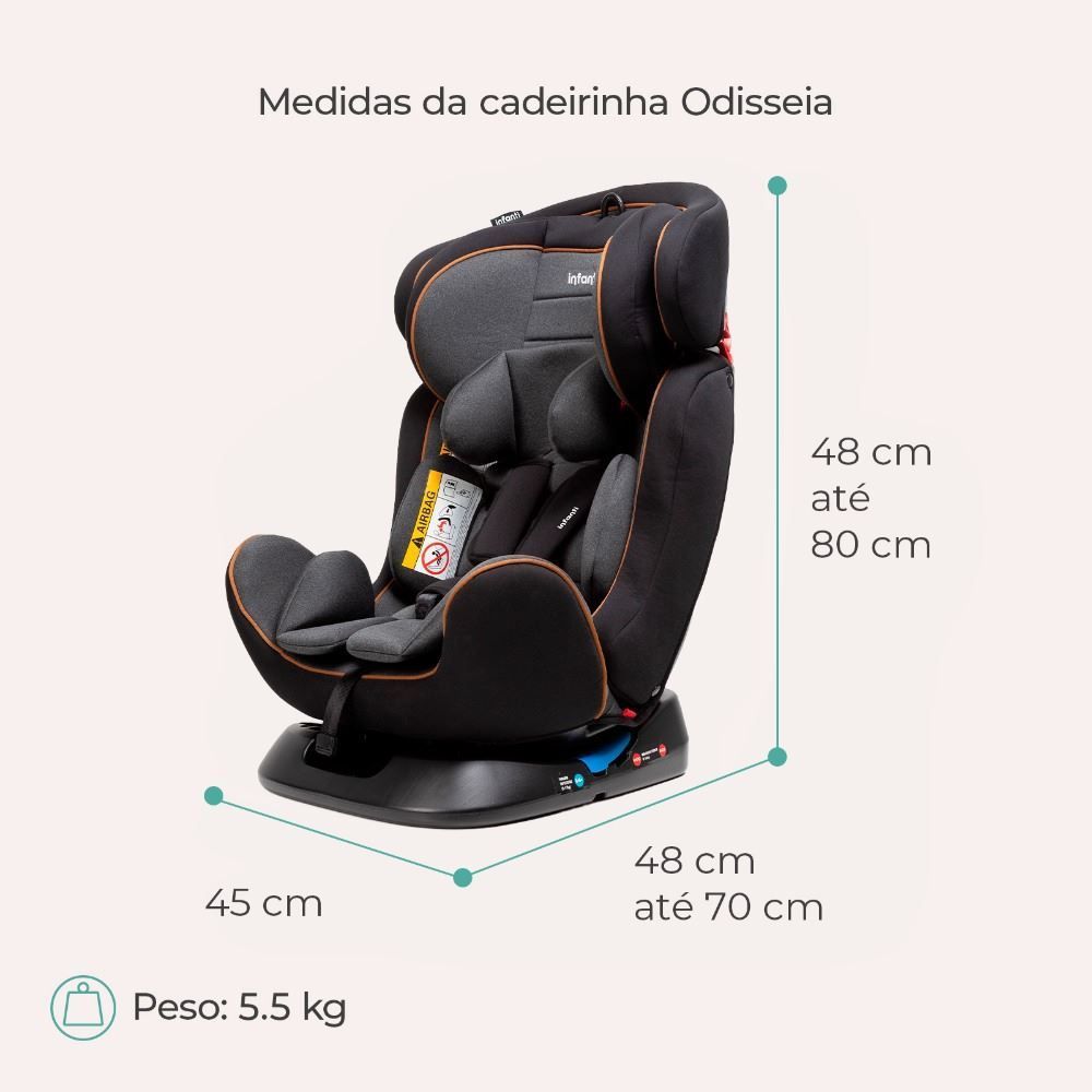 Cadeirinha para Carro 0 a 36Kg Odisseia Infanti - Cinza