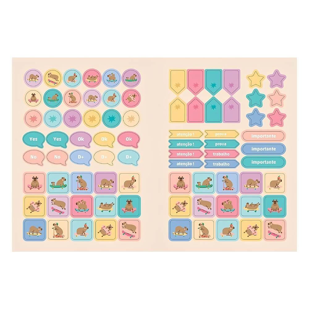 Caderno Brochura Capa Dura 1/4 Capyvibes 80 Folhas Jandaia - Sortido