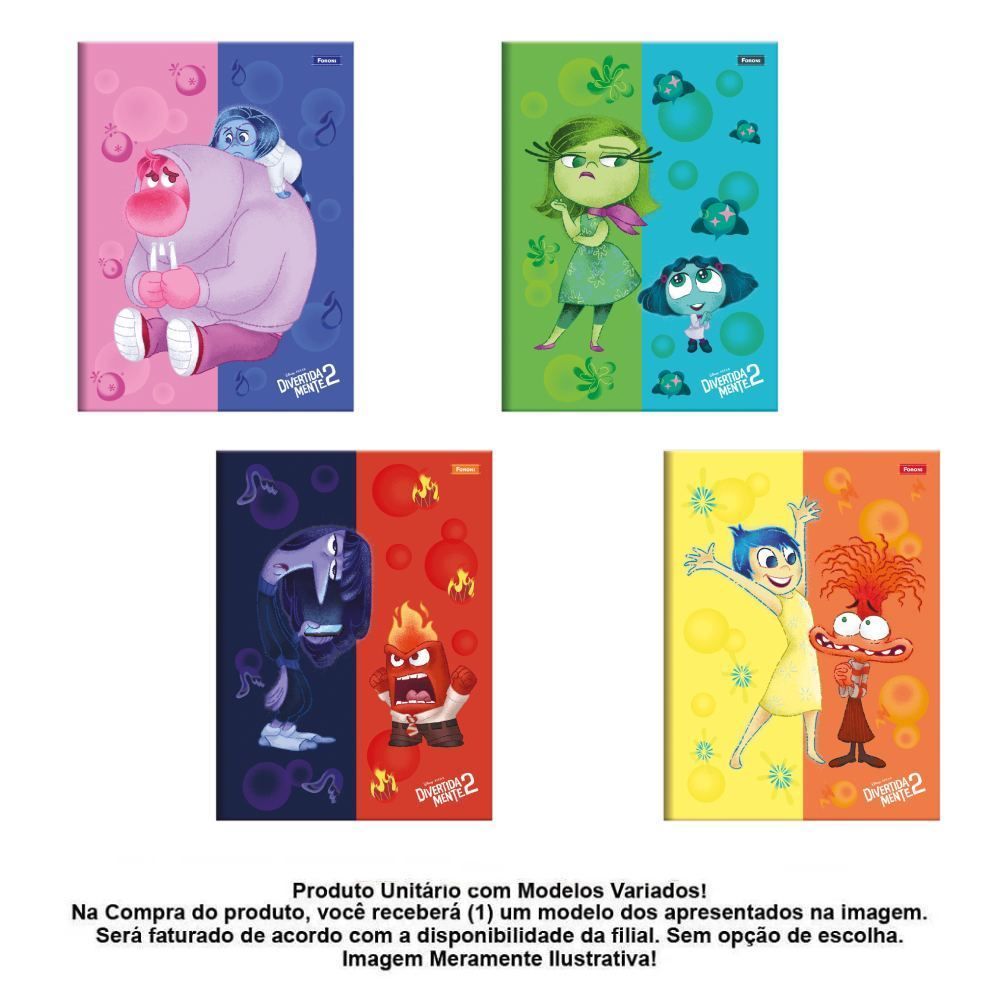 Caderno Brochura Capa Dura 1/4 Divertidamente 80 Folhas Foroni - Sortido