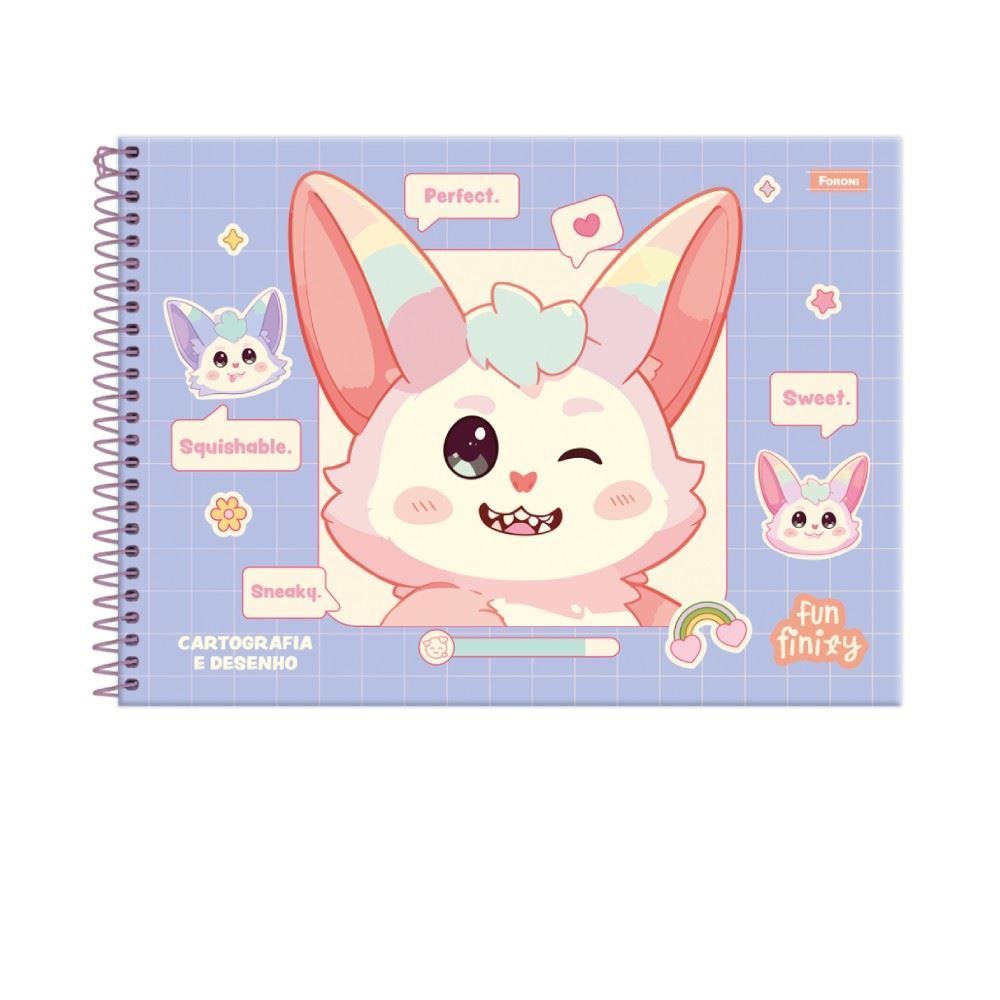 Caderno Cartografia Capa Dura Funfinity 80 Folhas Foroni - Sortido