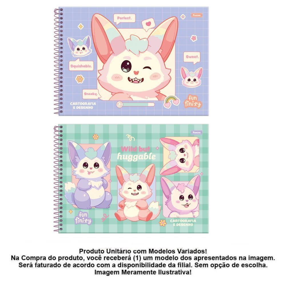 Caderno Cartografia Capa Dura Funfinity 80 Folhas Foroni - Sortido