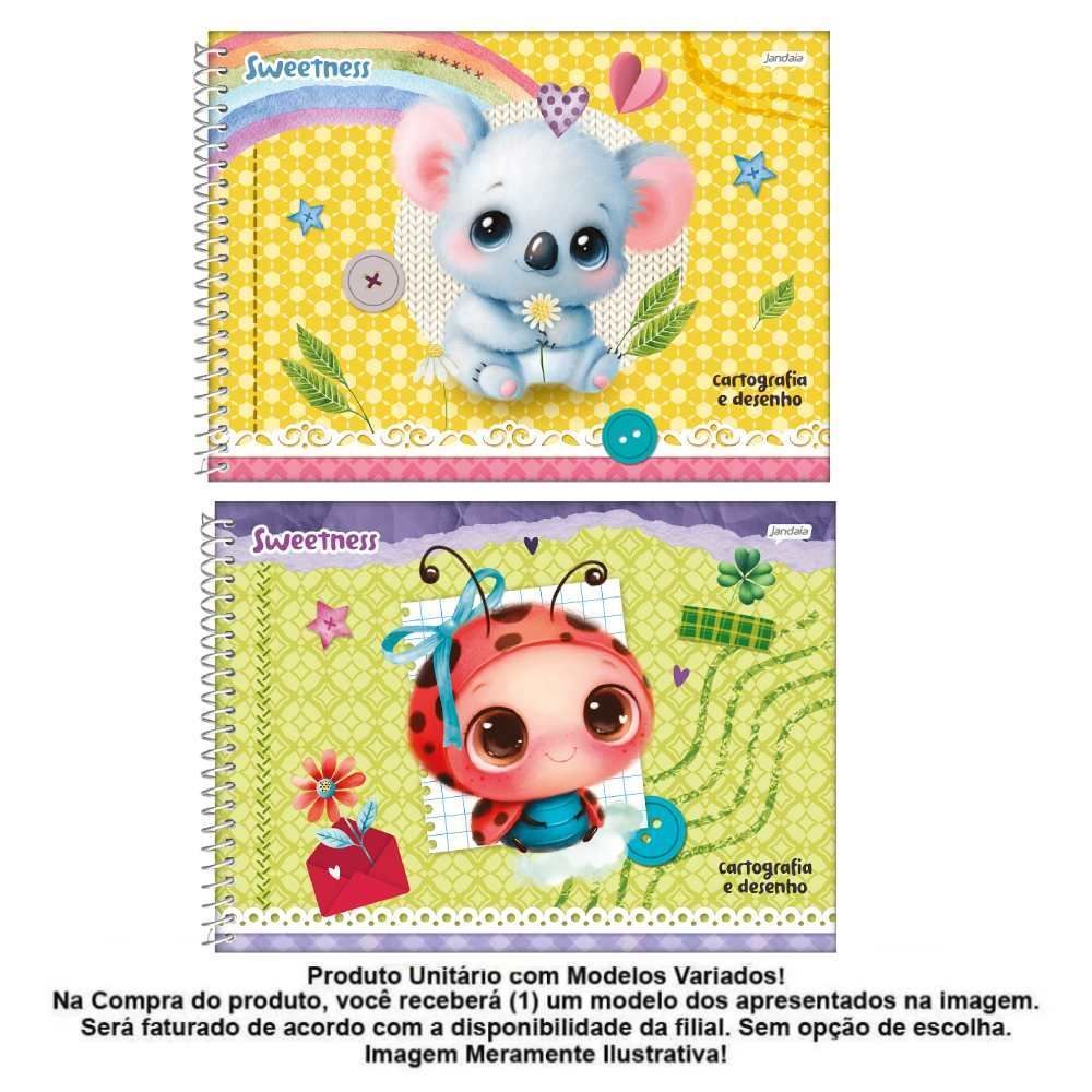 Caderno Cartografia e Desenho Sweetness 80 Folhas Jandaia - Sortido