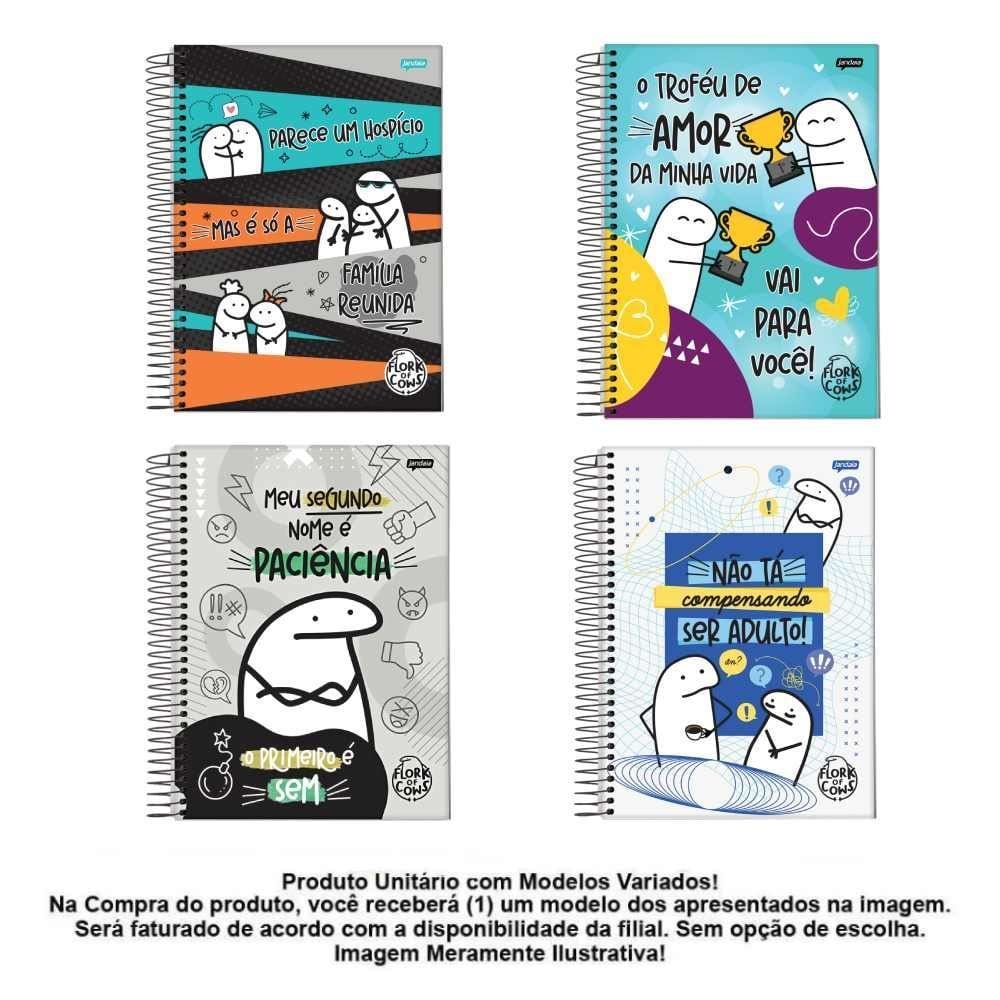 Caderno Espiral Capa Dura 1/4 Flork 80 Folhas Jandaia - Sortido