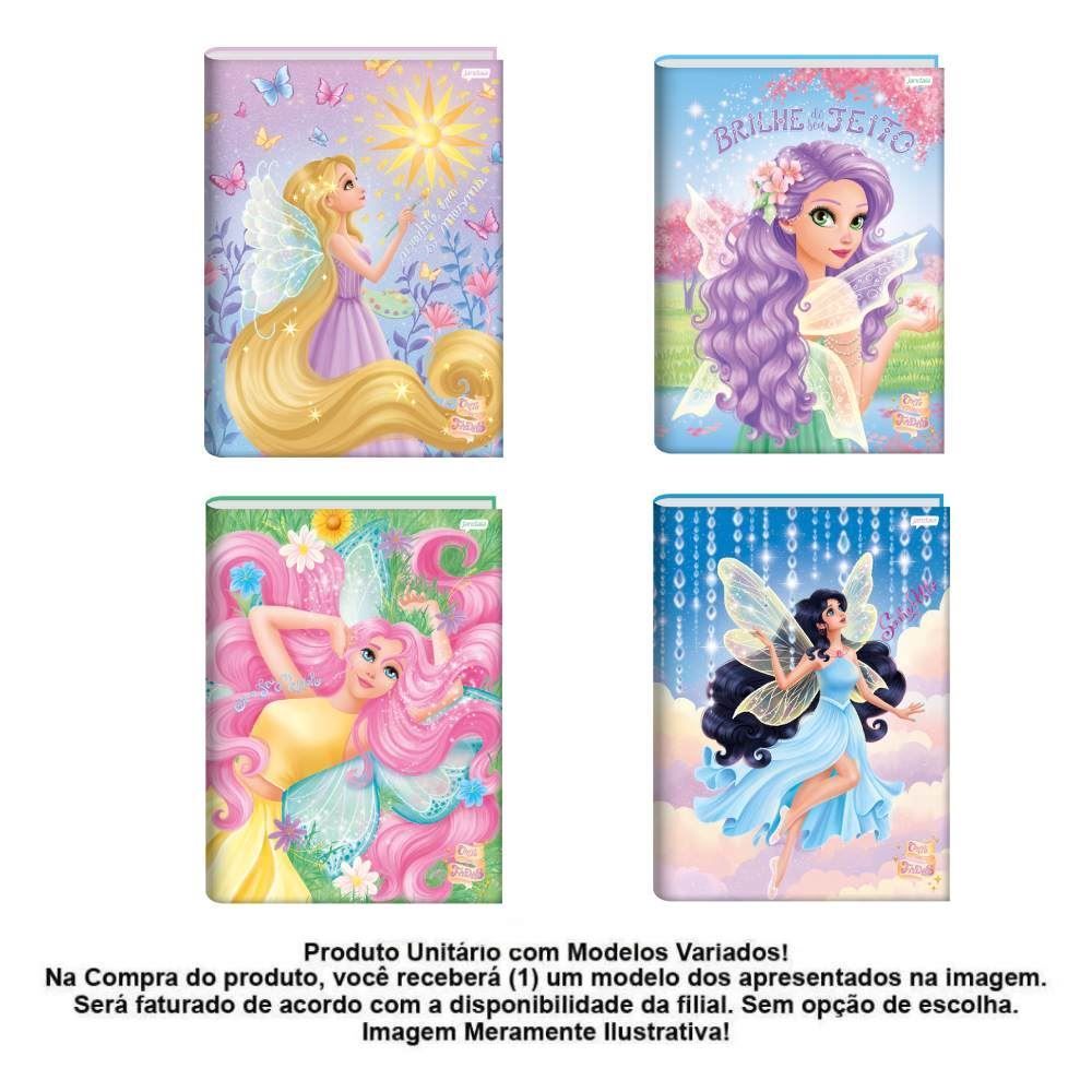 Caderno Universitário Brochura Conto de Fadas 80 Folhas Jandaia - Sortido