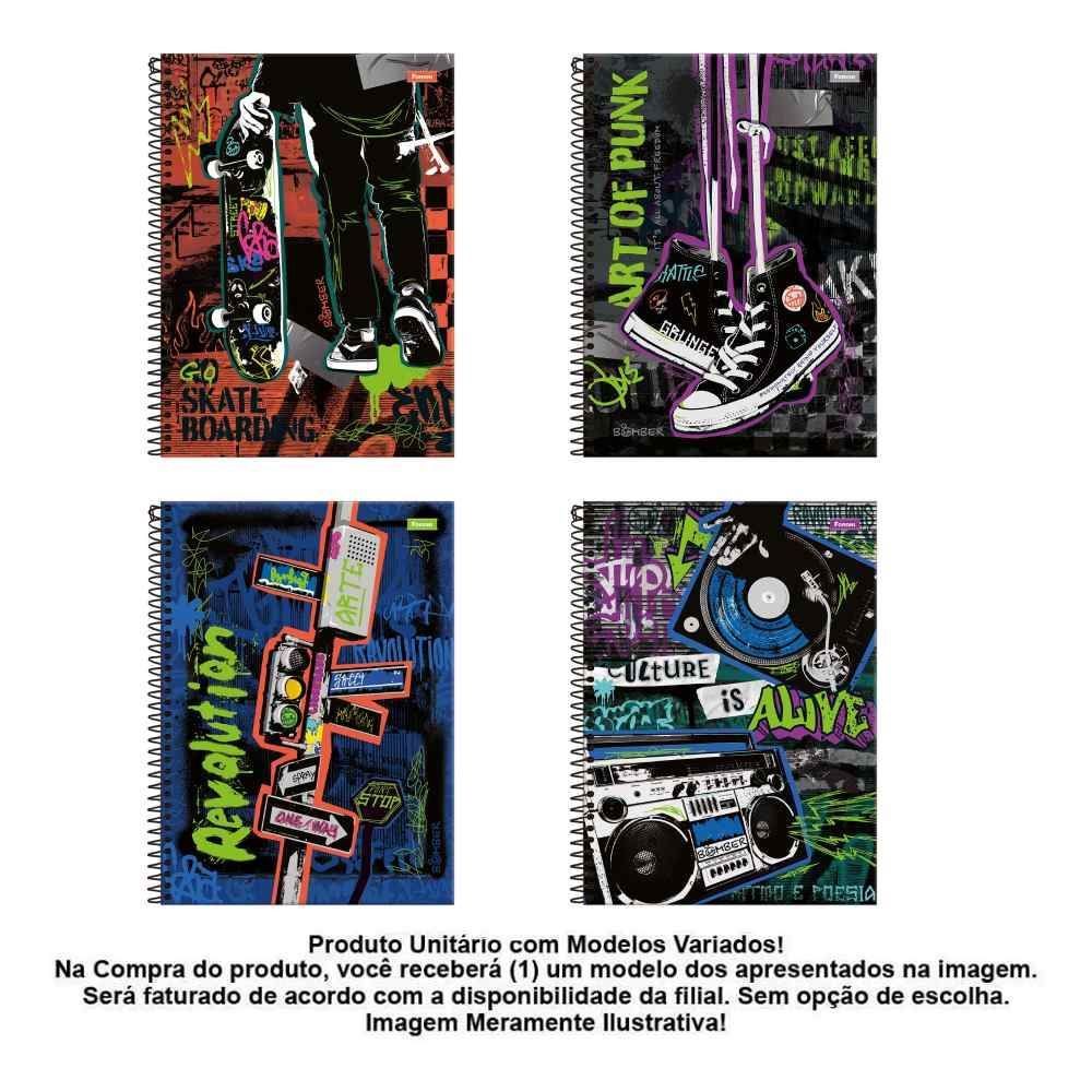 Caderno Universitário Espiral Bomber 160 Folhas Foroni - Sortido