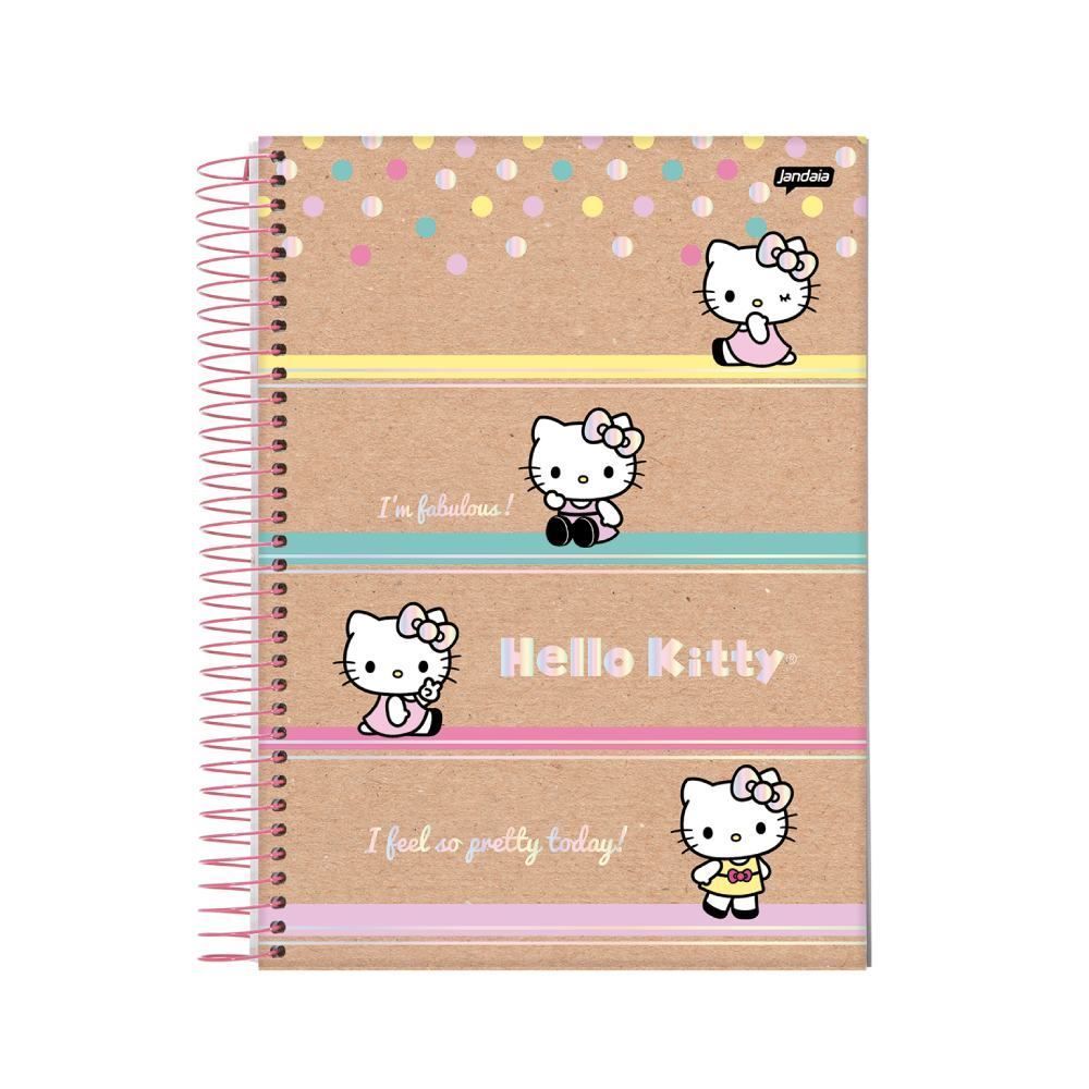 Caderno Universitário Espiral Hello Kitty Kraft 160 Folhas Jandaia - Sortido
