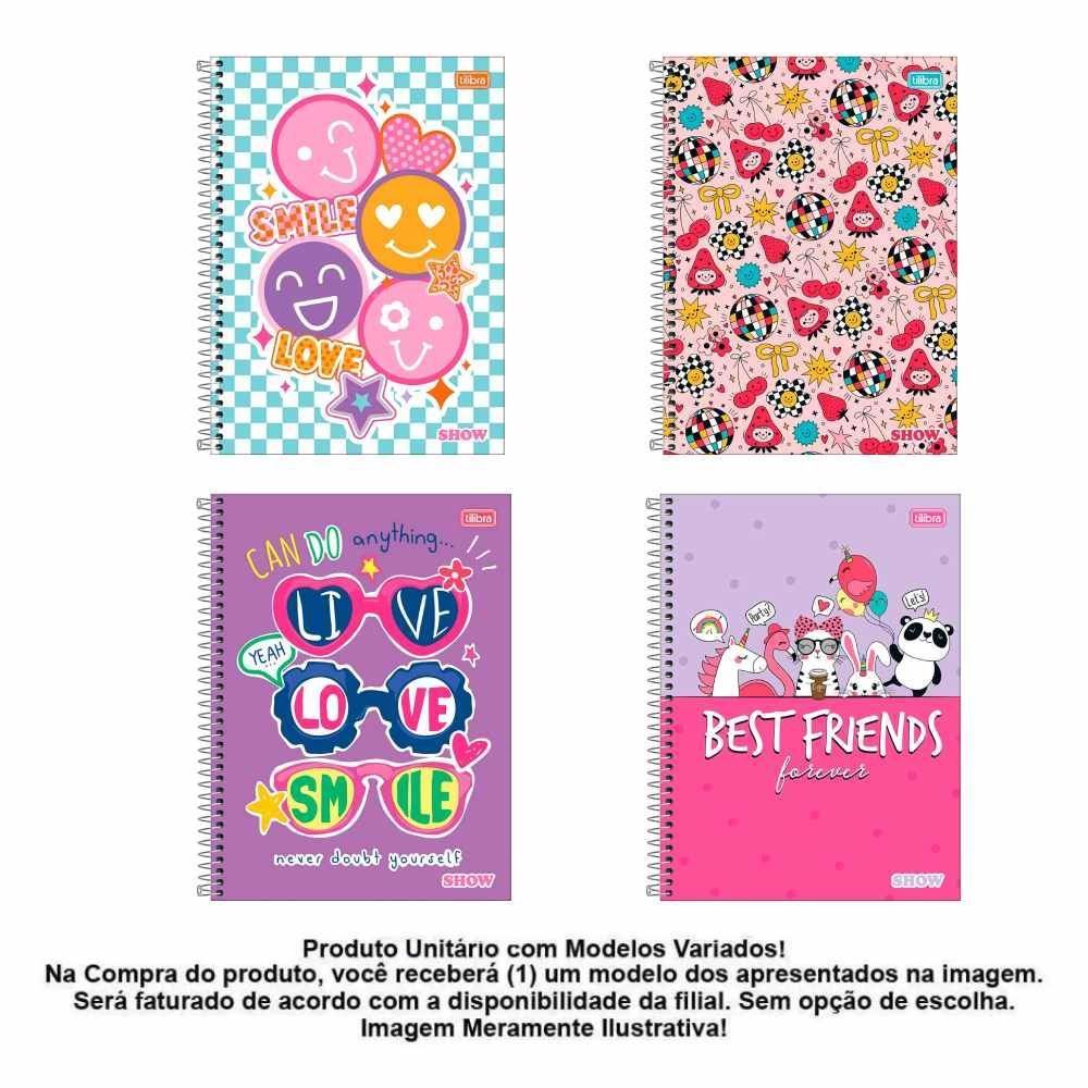 Caderno Universitário Espiral Show Feminino 80 Folhas Tilibra - Sortido