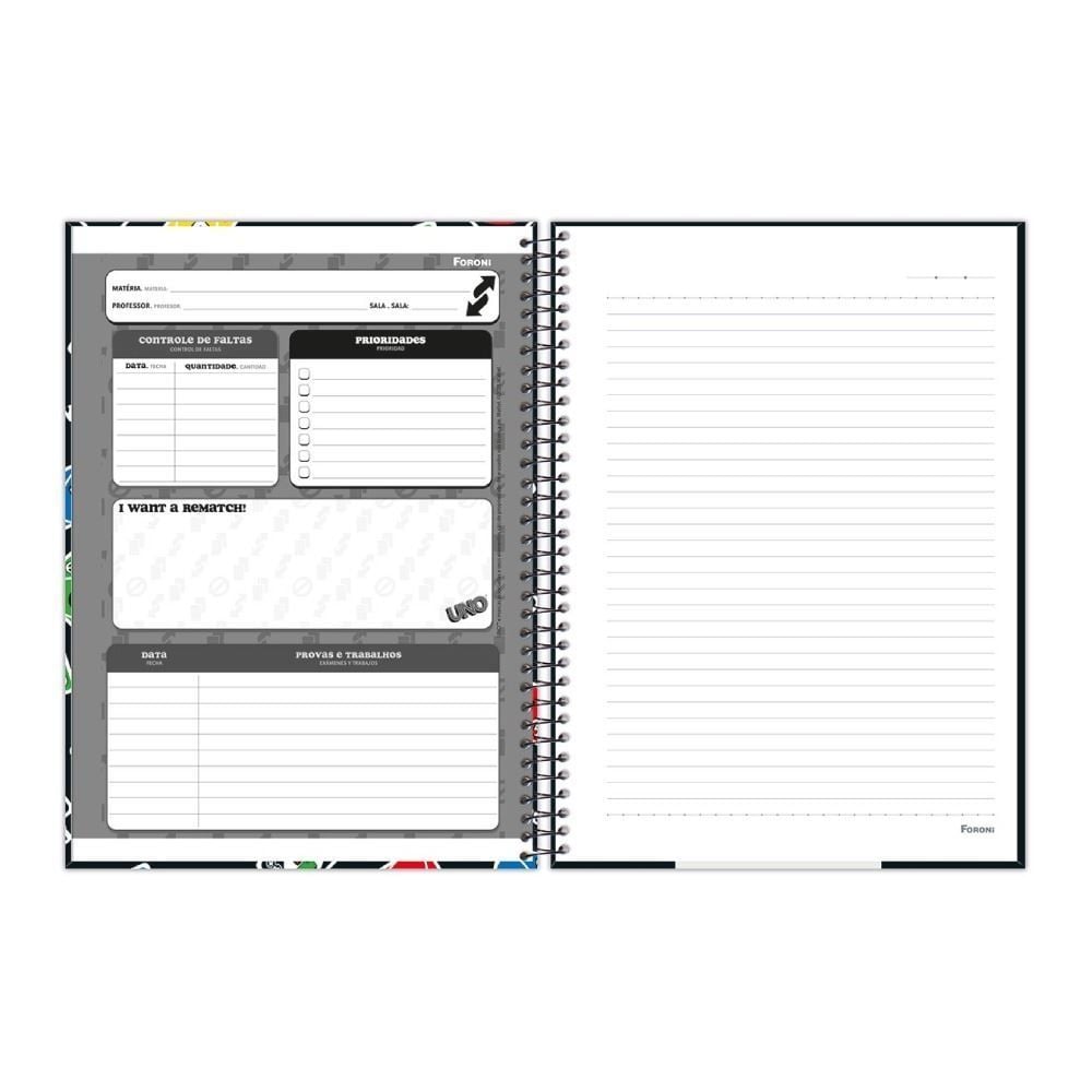 Caderno Universitário Espiral Uno 80 Folhas Foroni - Sortido