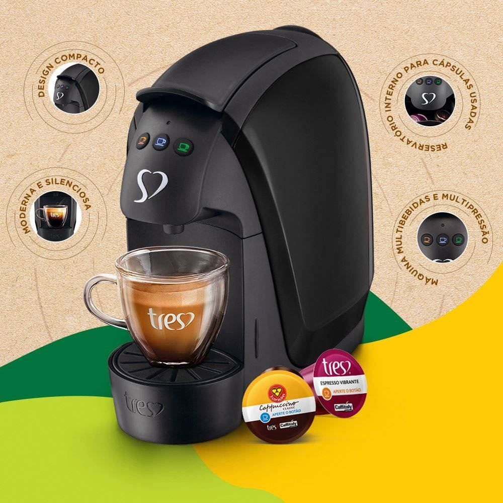 Cafeteira Luna Café Espresso 3 Corações Preto