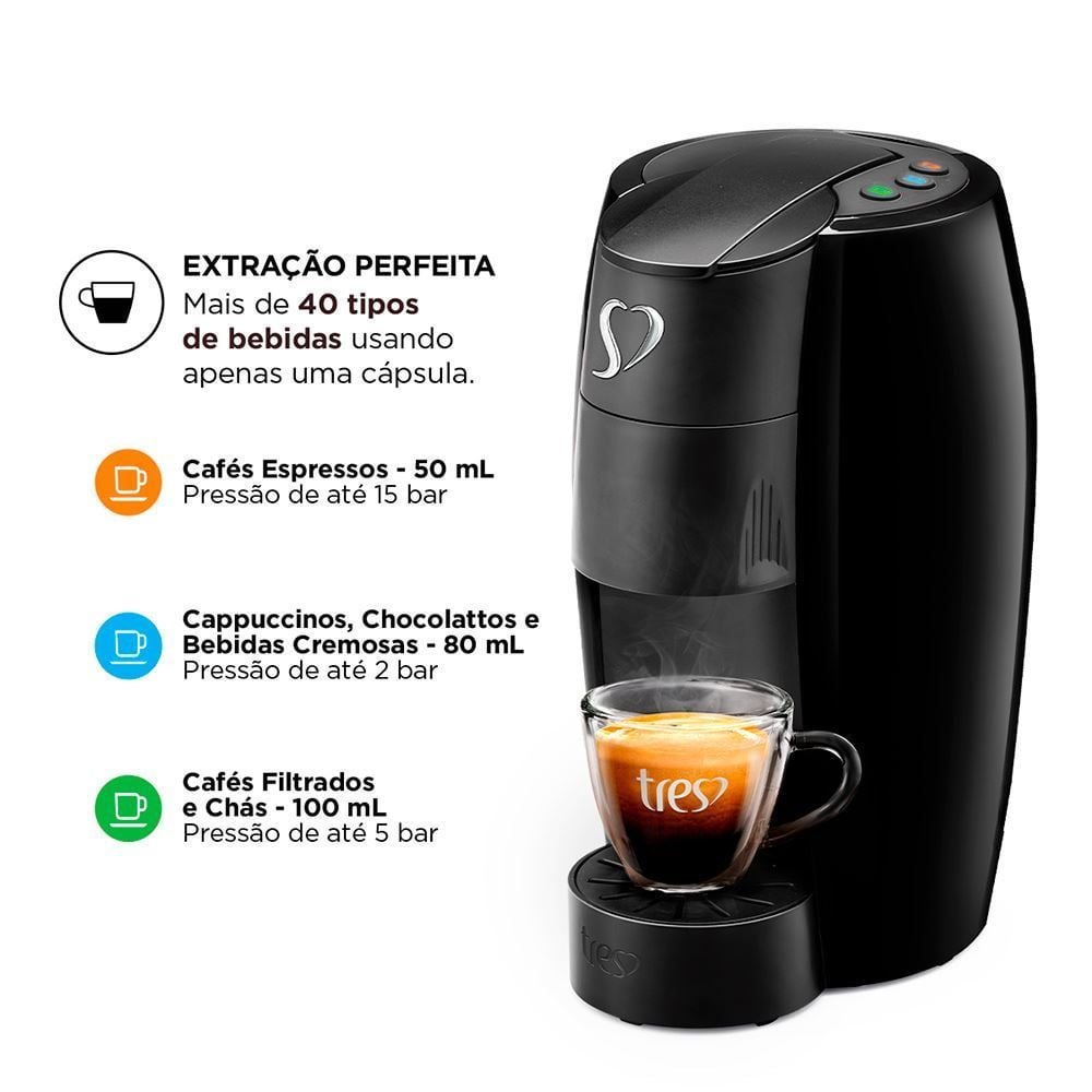 Cafeteira Tres G1 Lov Basic Café Espresso 3 Corações