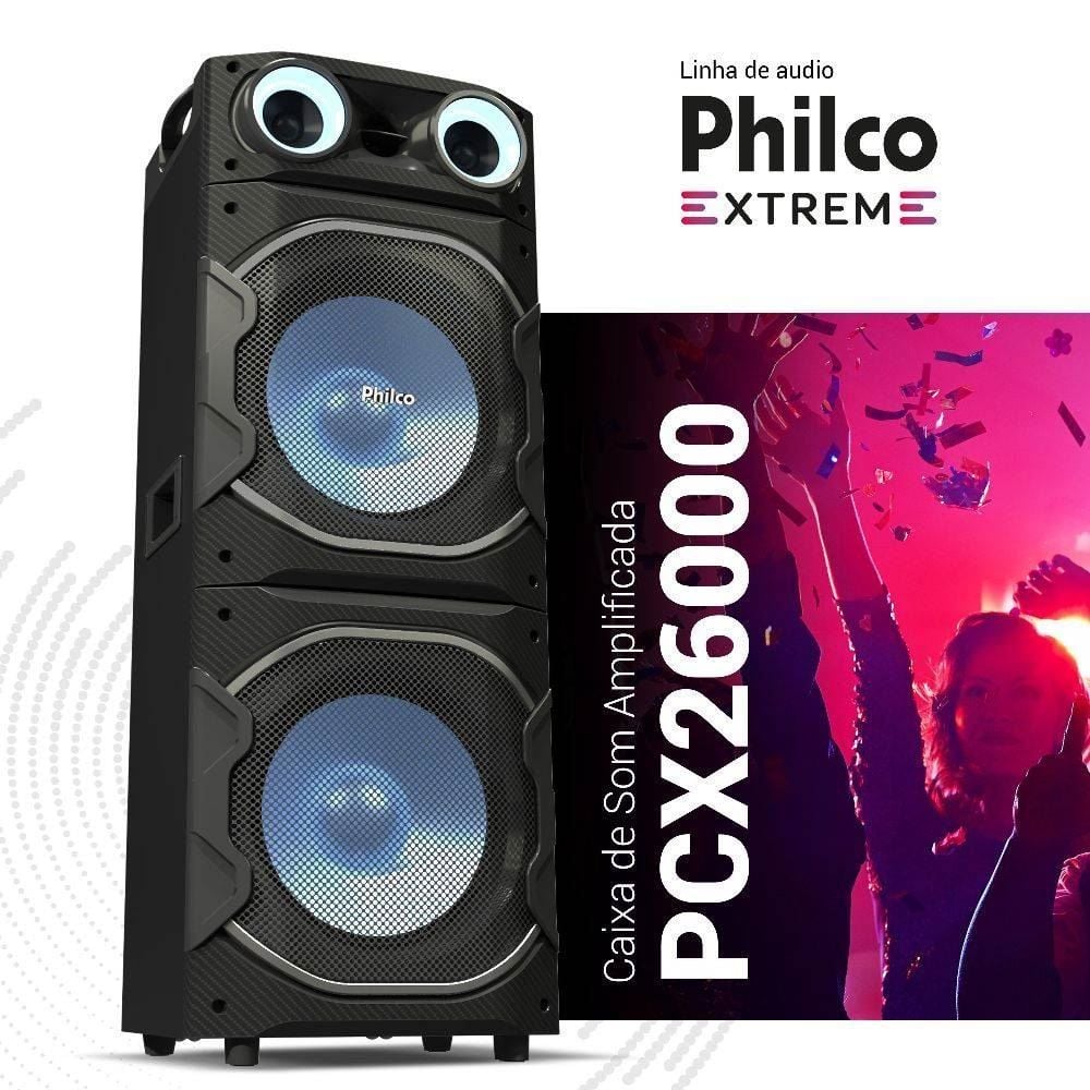 Caixa De Som Amplificada 2600W Philco Pcx26000 Flash Lights - Bivolt