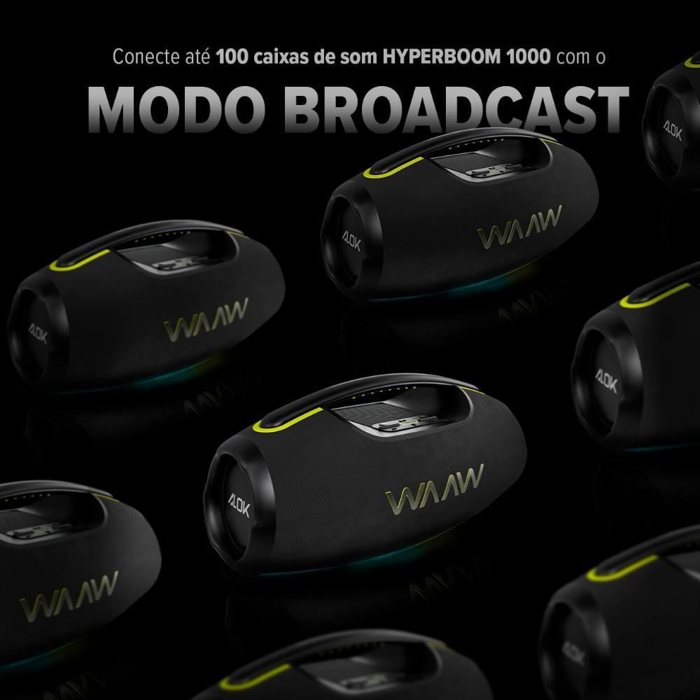 Caixa De Som Bluetooth Waaw By Alok 180W Rms Hyperboom 1000 - Preto