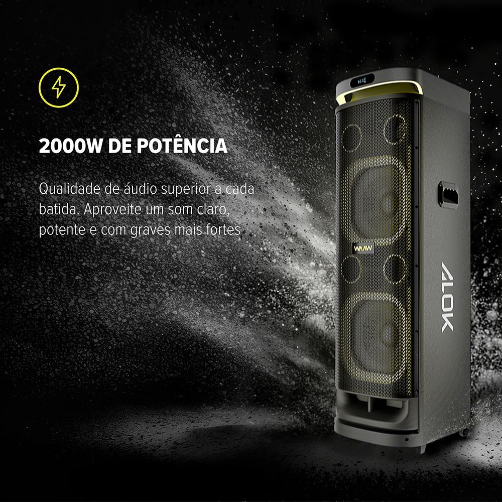 Caixa de Som Bluetooth Waaw by Alok Sound Box Insana 12000