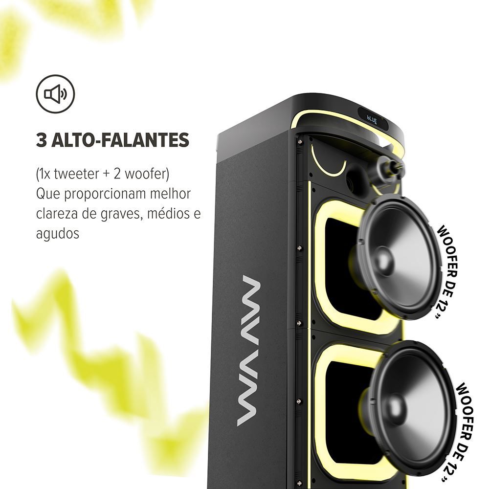 Caixa de Som Bluetooth Waaw by Alok Sound Box Insana 12000
