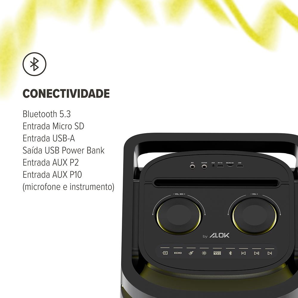 Caixa de Som Bluetooth Waaw by Alok Sound Box Insana 12000