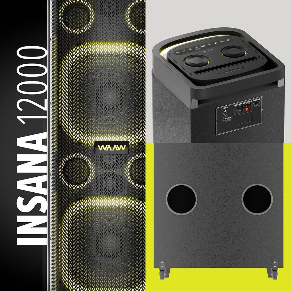 Caixa de Som Bluetooth Waaw by Alok Sound Box Insana 12000