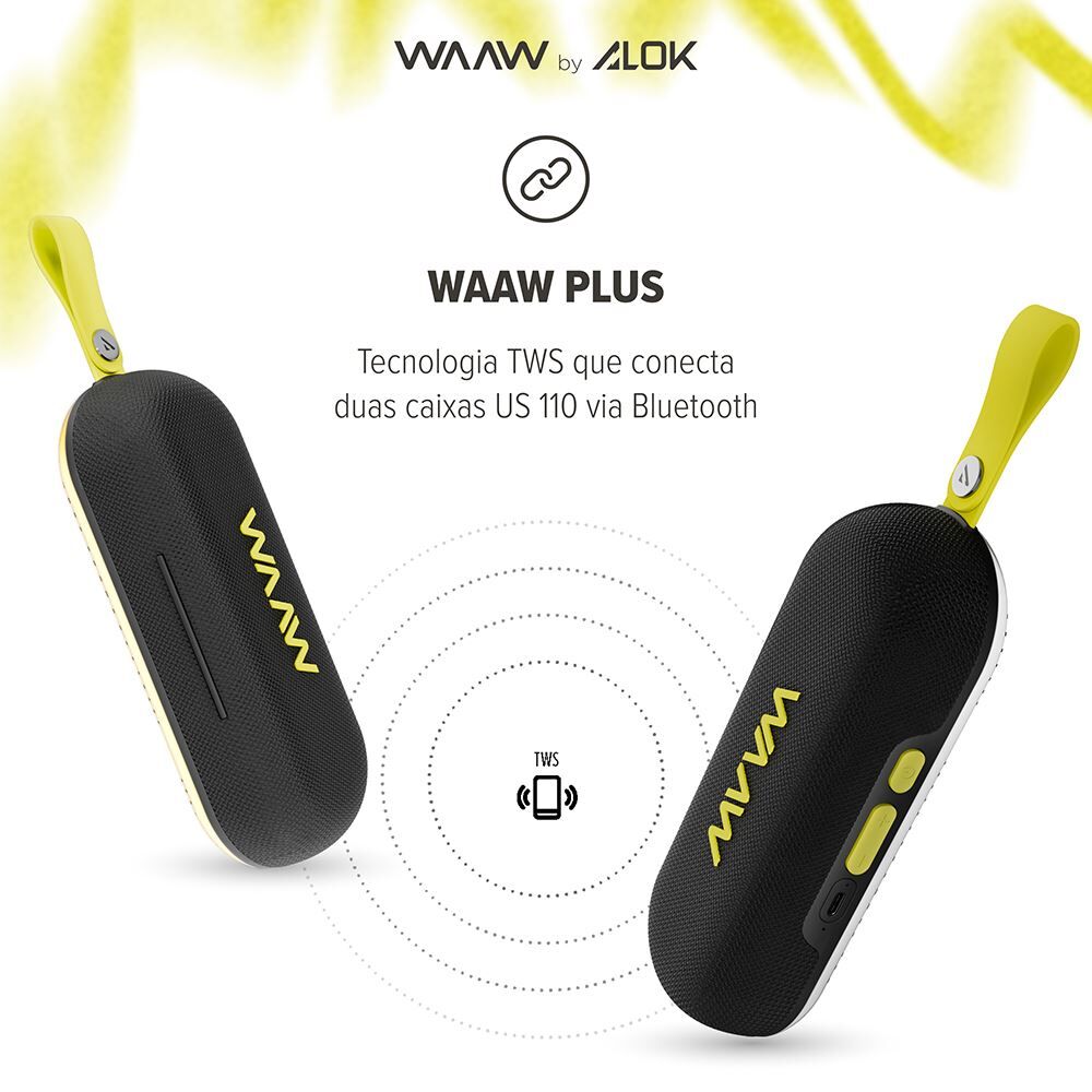 Caixa de Som Bluetooth Waaw by Alok Us 110 Portátil Ipx6