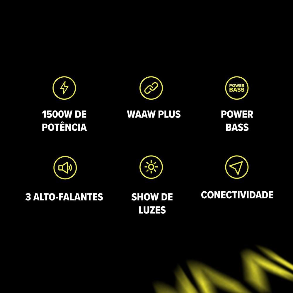 Caixa de Som Waaw Insana 10000 Bluetooth 1500W Power Bass